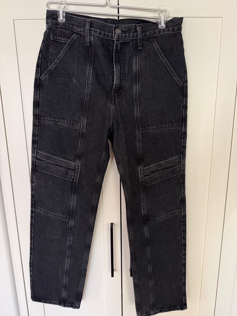 Agolde Women's Slim Straight Black Washed Jeans